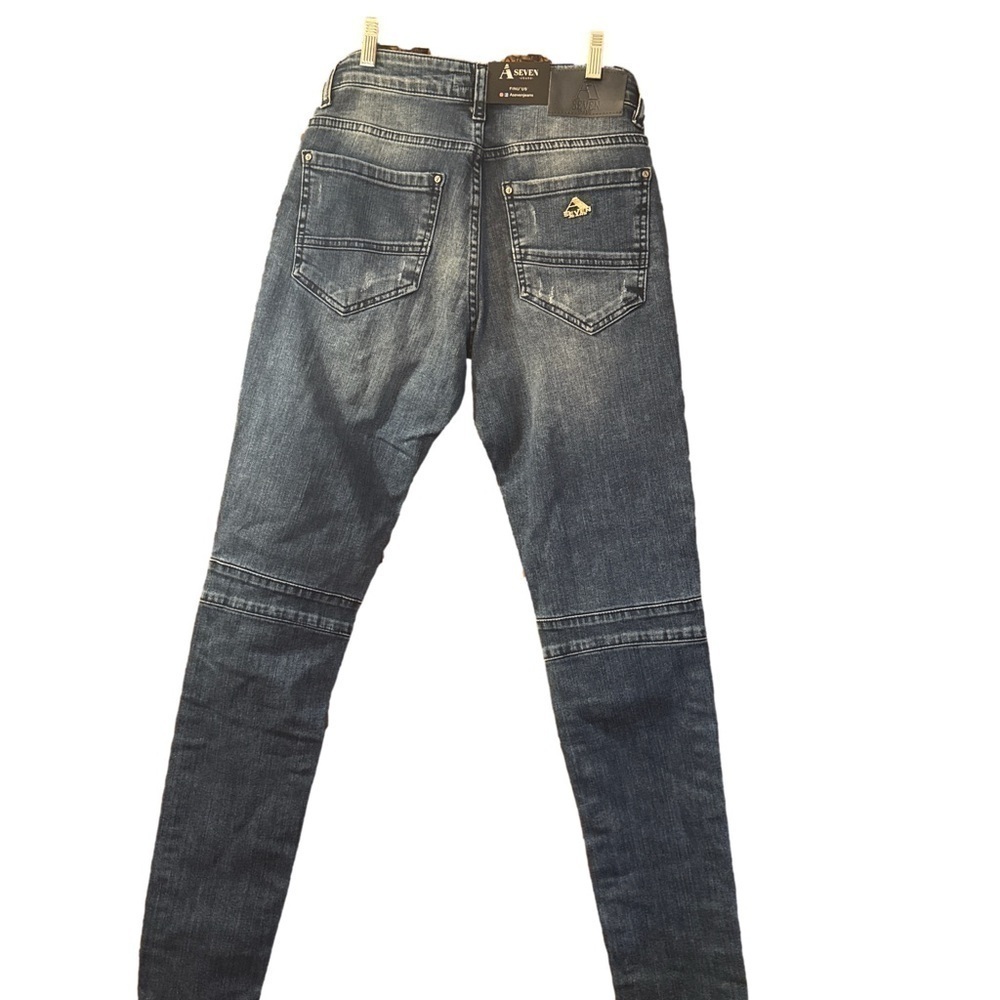 NWT A Seven Jeans Denim Distressed Low Rise Super Skinny Button Fly Jeans - Picture 2 of 10
